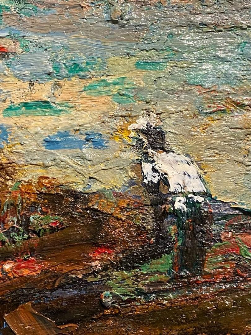 「真作」児玉佐規子　油絵　絵画 【パリ郊外】 風景画　油彩画　サイン有　F8号
