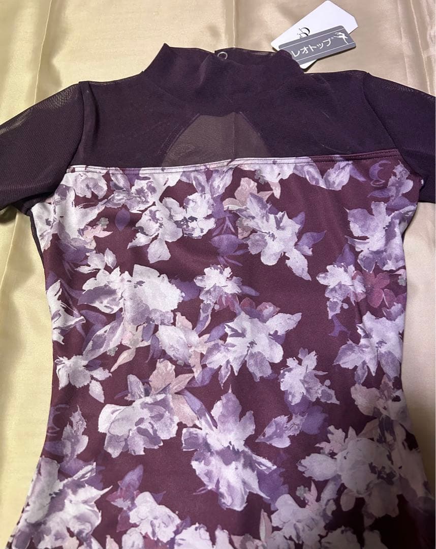 ドゥッシュドゥッスウ バレエ　レオトップ　大人用Ｍサイズ（花柄　プラム）