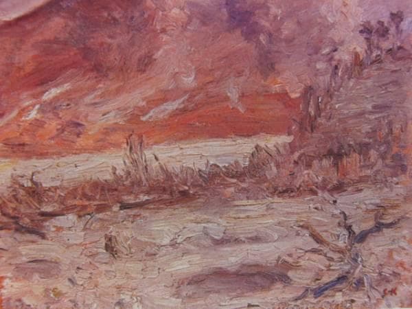 黒田 清輝、桜島爆発―荒廃、希少画集画、新品額装付