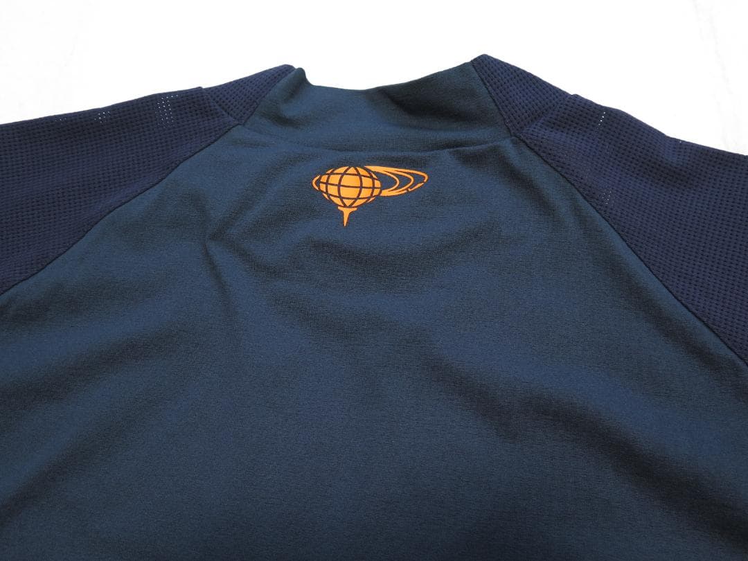 BEAMS GOLFビームスゴルフ ラグラン切り替えモックネックシャツNAVY