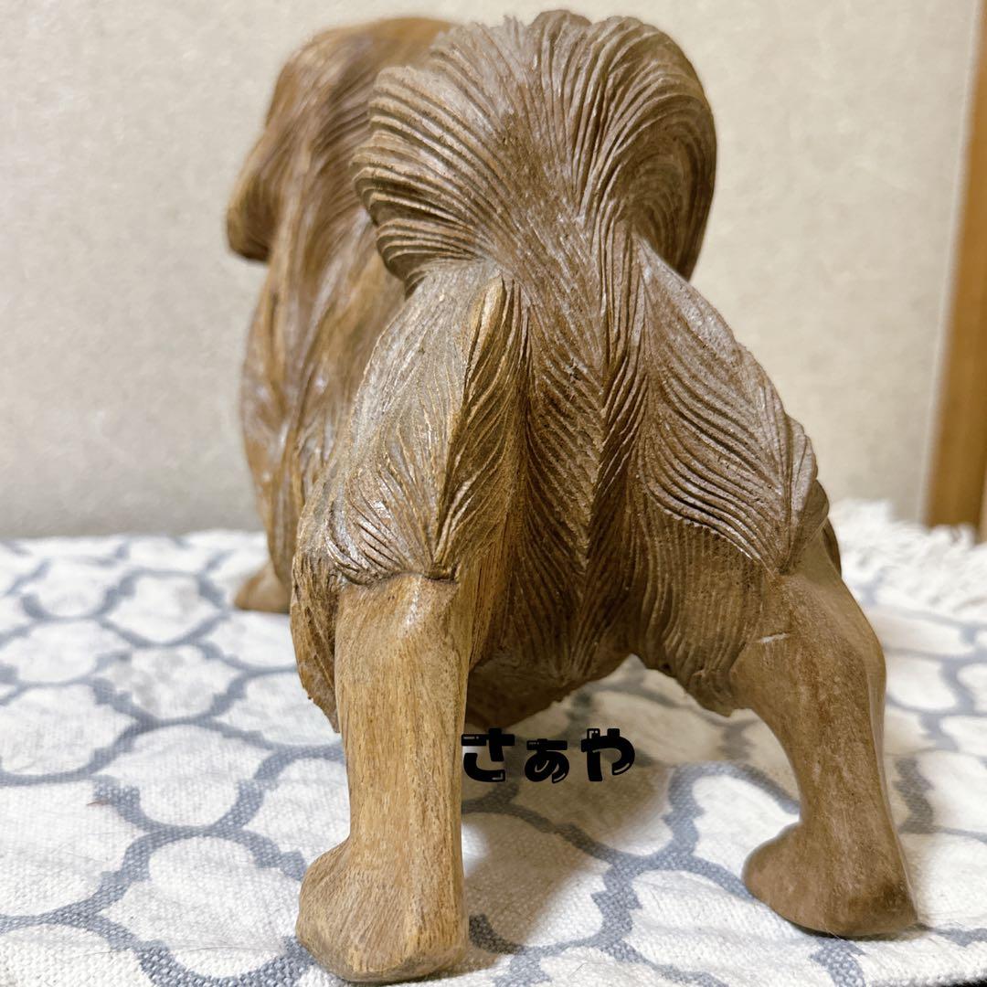木彫動物⑅犬(チン)⑅インドネシア