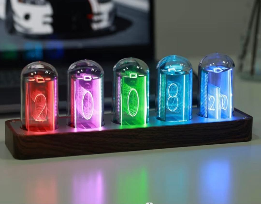 ニキシー管風置き時計 RGB　LED置き時計　 ニキシー管デジタル置き時計