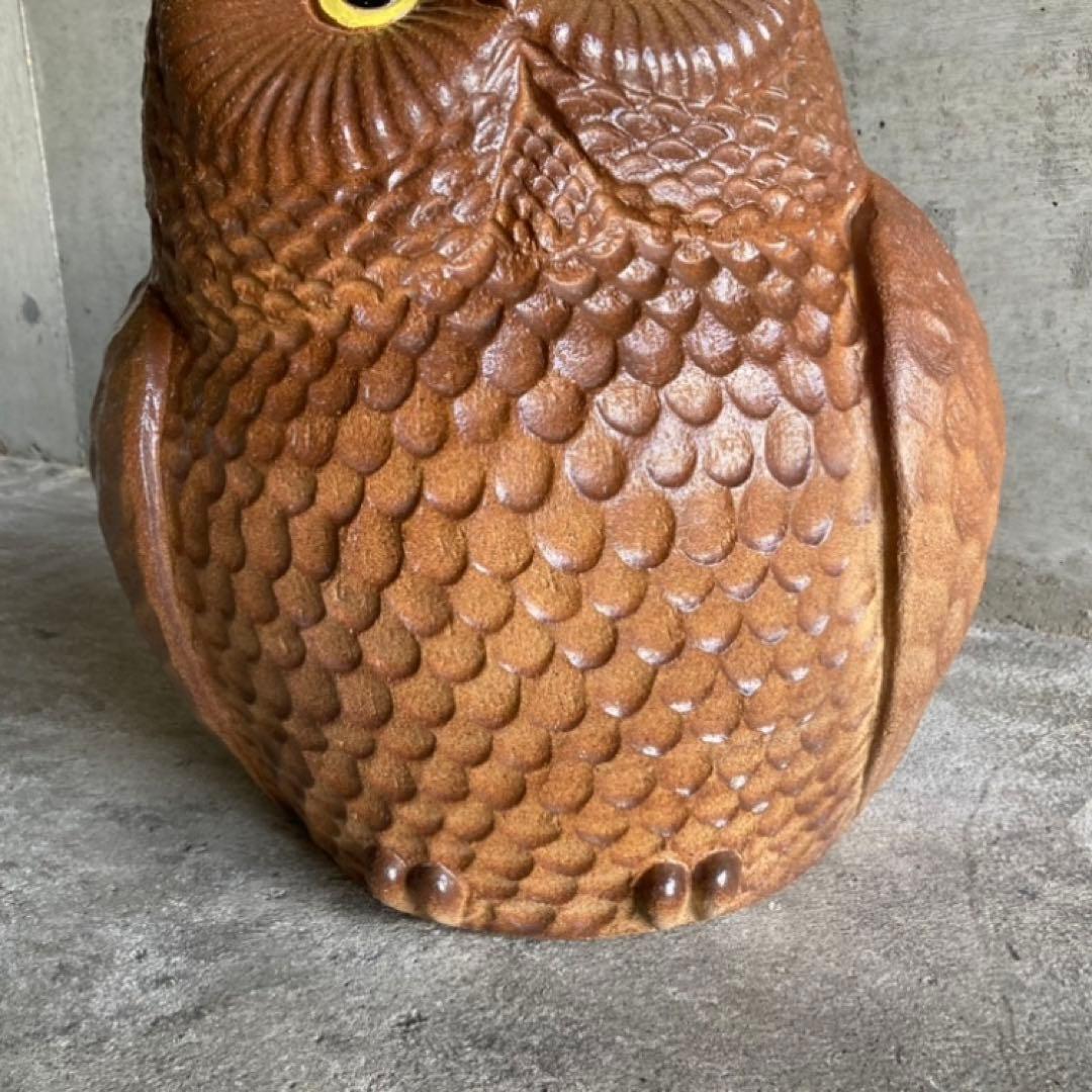 信楽焼 フクロウ 梟 鳥 陶器 大型 特大 和風 置物 インテリア レトロ