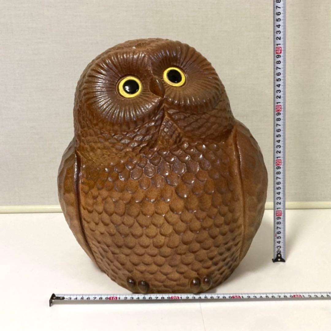 信楽焼 フクロウ 梟 鳥 陶器 大型 特大 和風 置物 インテリア レトロ