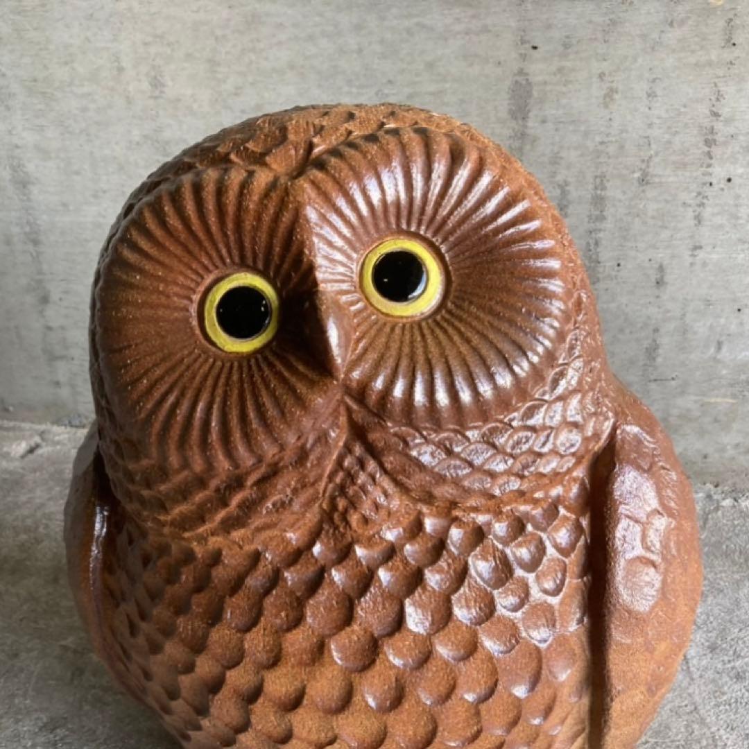 信楽焼 フクロウ 梟 鳥 陶器 大型 特大 和風 置物 インテリア レトロ