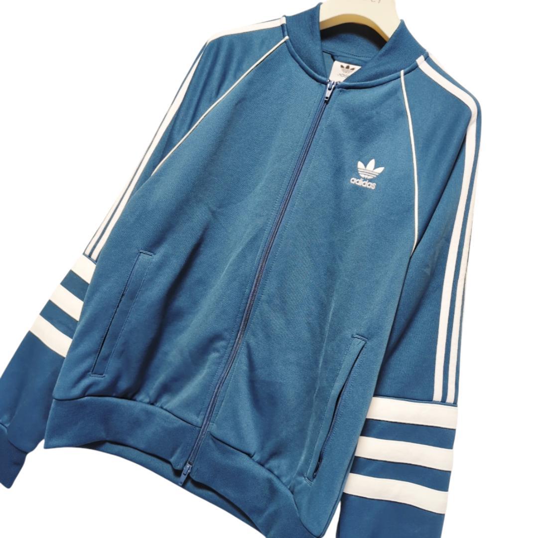 adidas トラックジャケット ジャージトップス トレフォイル ターコイズ M