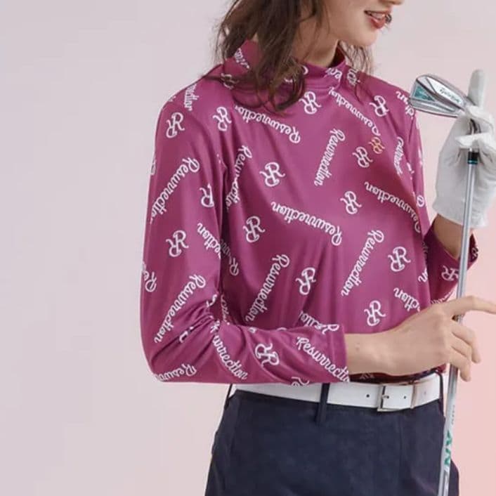 レザレクション　モノグラムロゴモックネック パープル　S