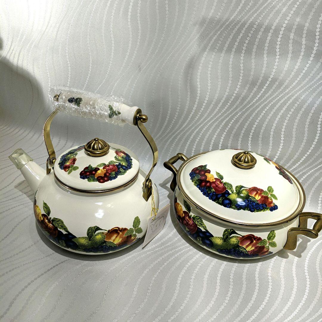 【未使用】ホーローケトル&両手鍋セットLINCOWARE　リンコーウェア