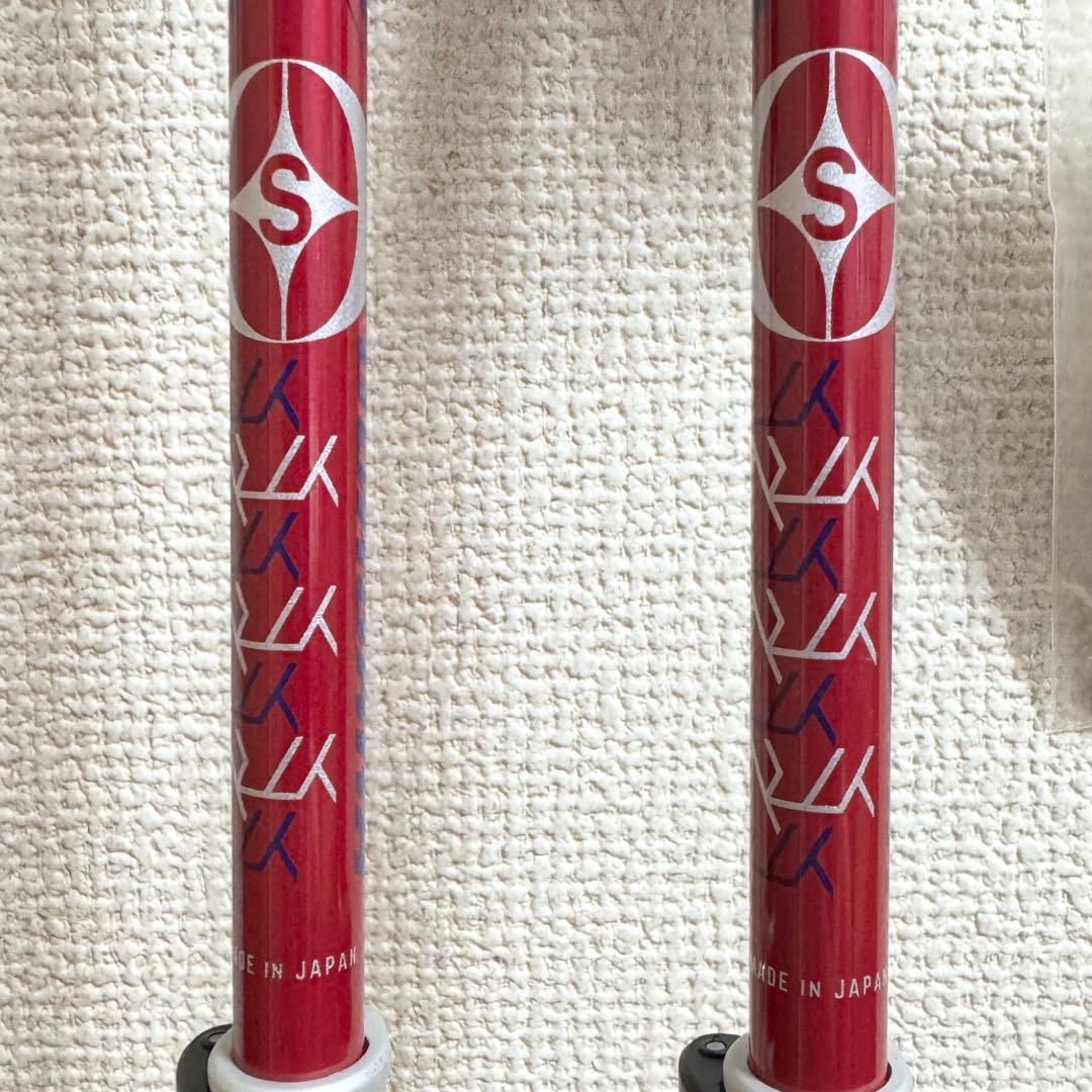 【新品未使用】オガサカ 伸縮式スキーポール LC-FS レッド