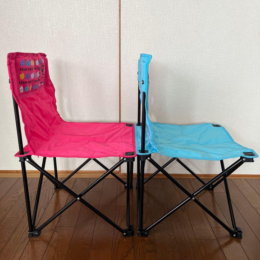 【ハローキティ】アウトドアチェア② ブルー&ピンク2脚セット 折り畳み イス椅子