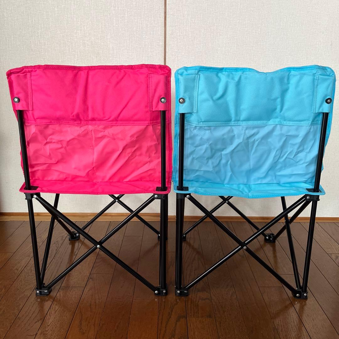 【ハローキティ】アウトドアチェア② ブルー&ピンク2脚セット 折り畳み イス椅子