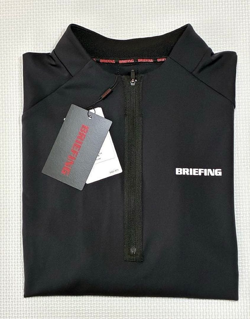 BRIEFING バック ロゴライン ハーフジップモックシャツ （BLK／M）