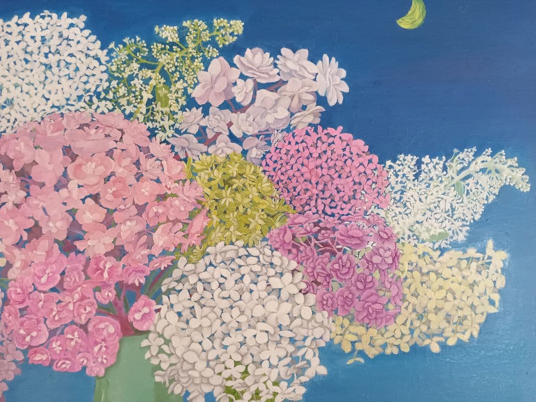 私が描いたアジサイの油絵です。