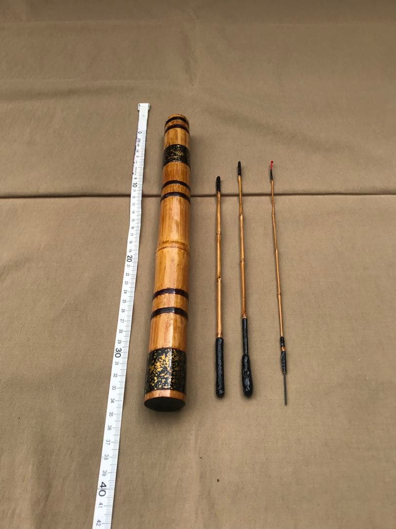 和竹 タナゴ竿　3本紡　ケース付き　カシュウ塗り　手作り品④