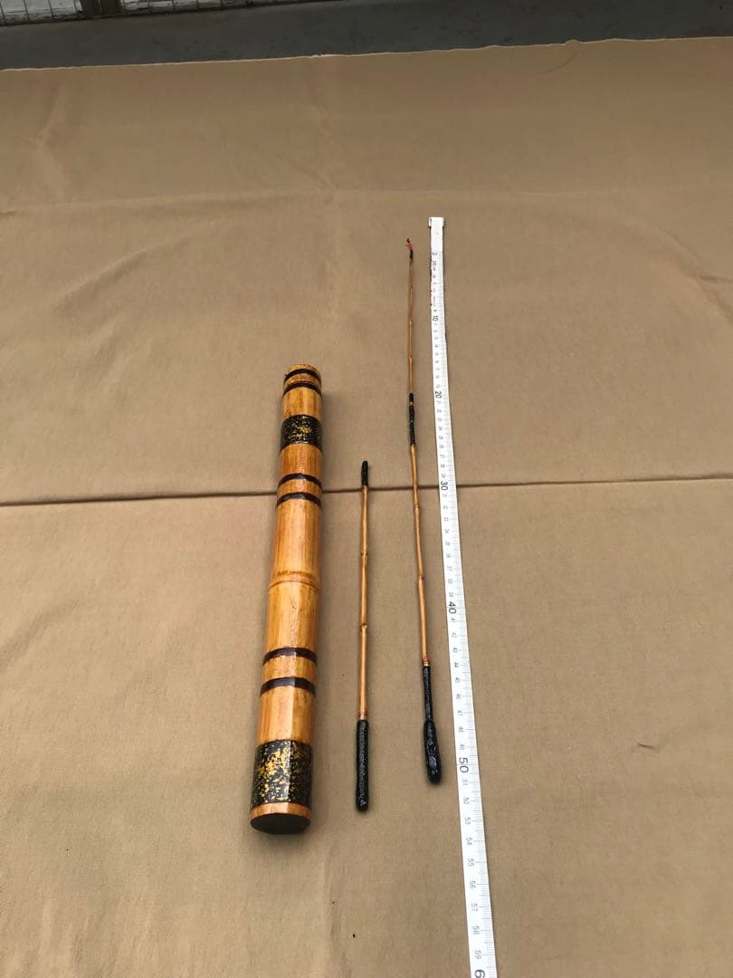 和竹 タナゴ竿　3本紡　ケース付き　カシュウ塗り　手作り品④