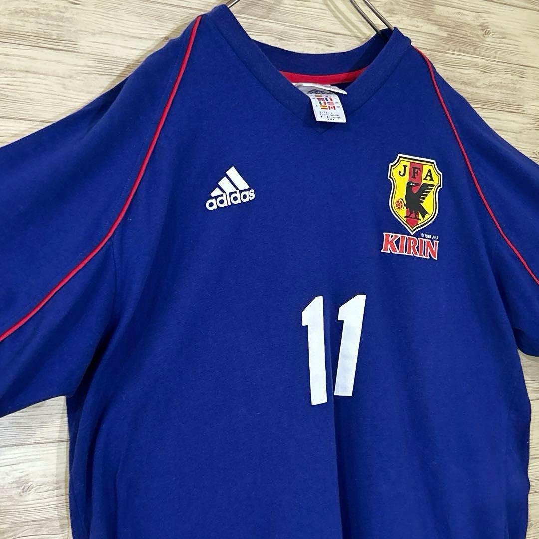 【レア00s_非売品】アディダス×サッカー日本代表 ×KIRIN 青色　L古着