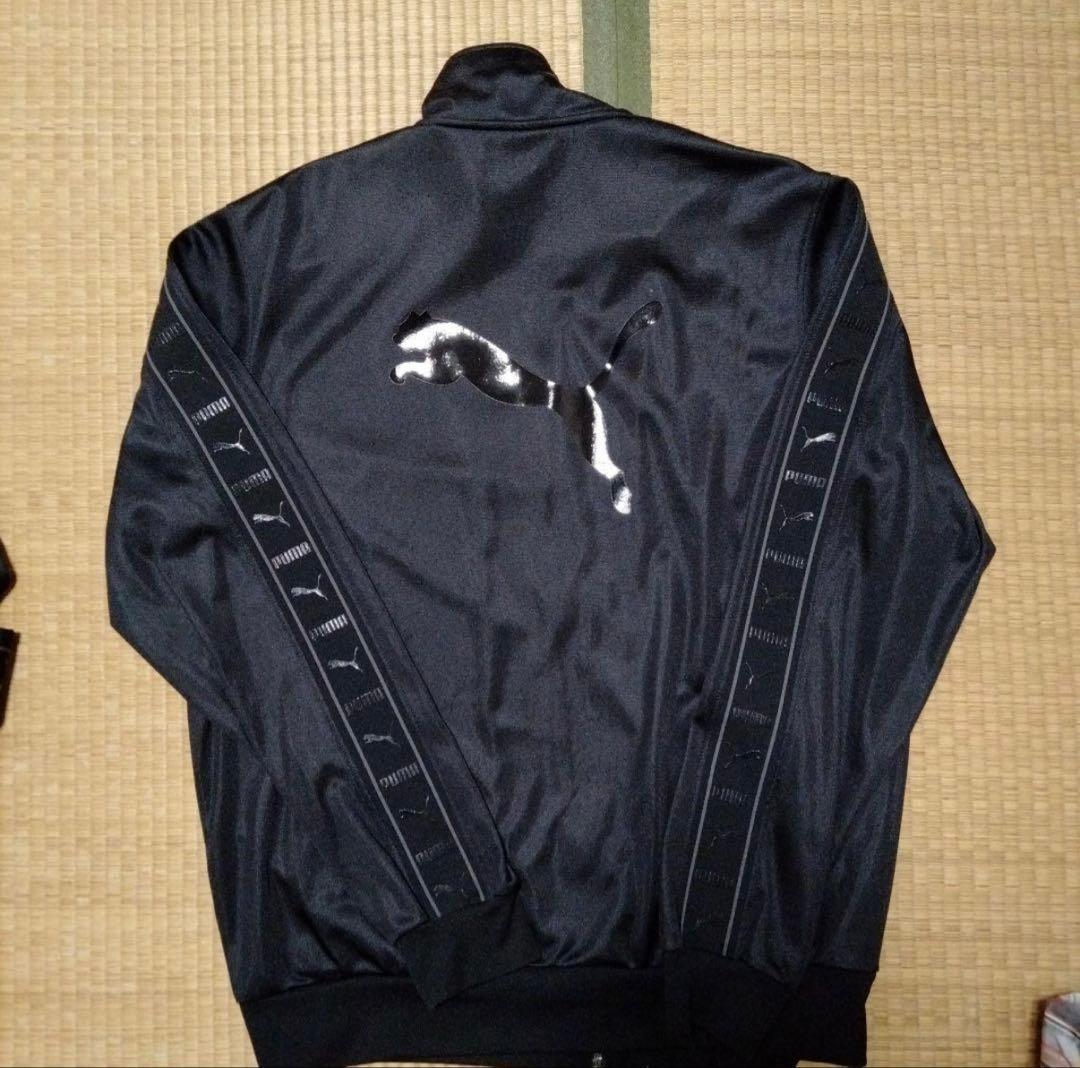 ★美品★PUMA プーマジャージ Shiny 黒✕黒 上下セットアップ XO