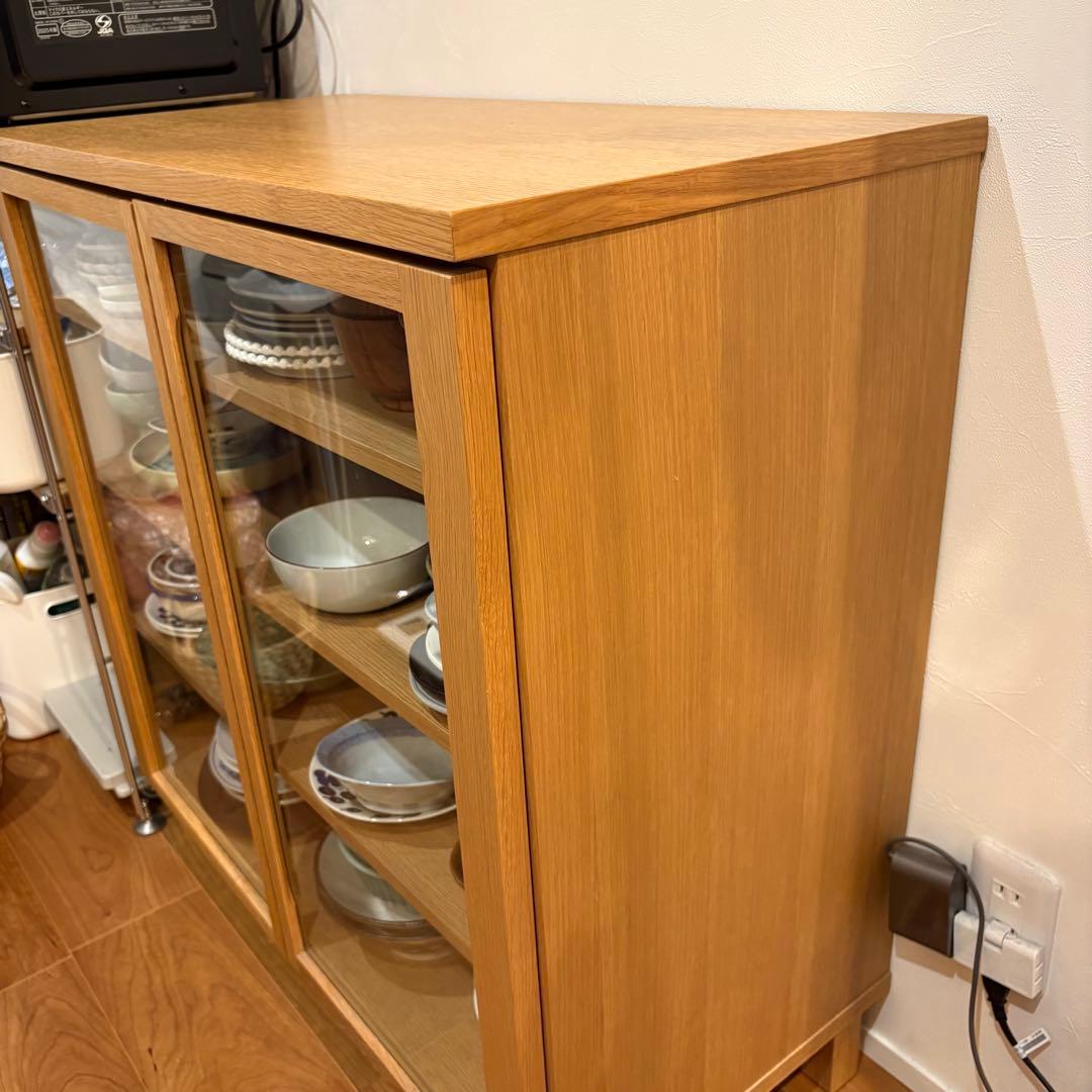 MUJI 無印良品 木製キャビネット ガラス扉 脚付き