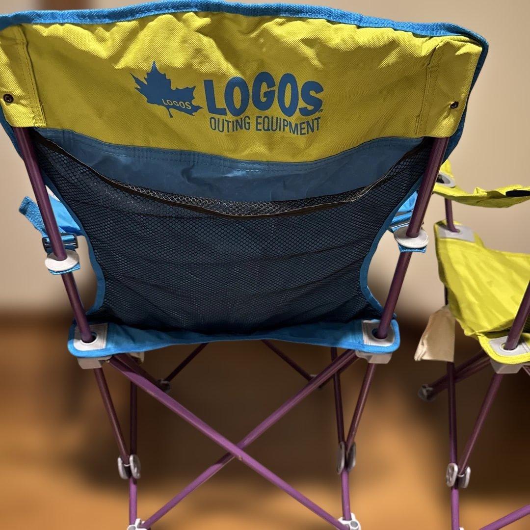 LOGOS アウトドアチェア 青と黄 2脚セット
