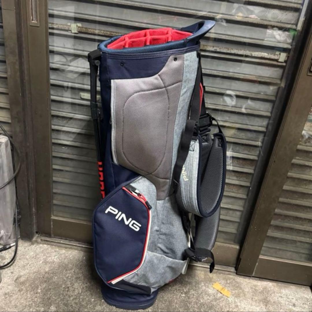 PING HOOFER 14スタンド キャディバッグ ネイビー グレー レッド