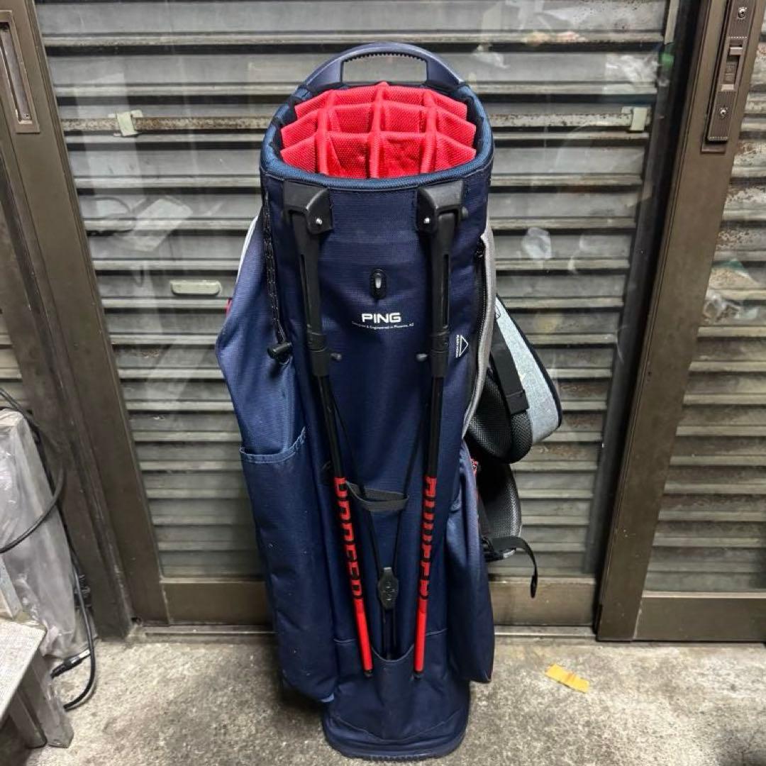 PING HOOFER 14スタンド キャディバッグ ネイビー グレー レッド