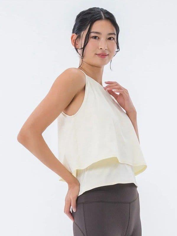 【新品】SUKALA カップ付きフレアタンクトップ ペールイエロー M
