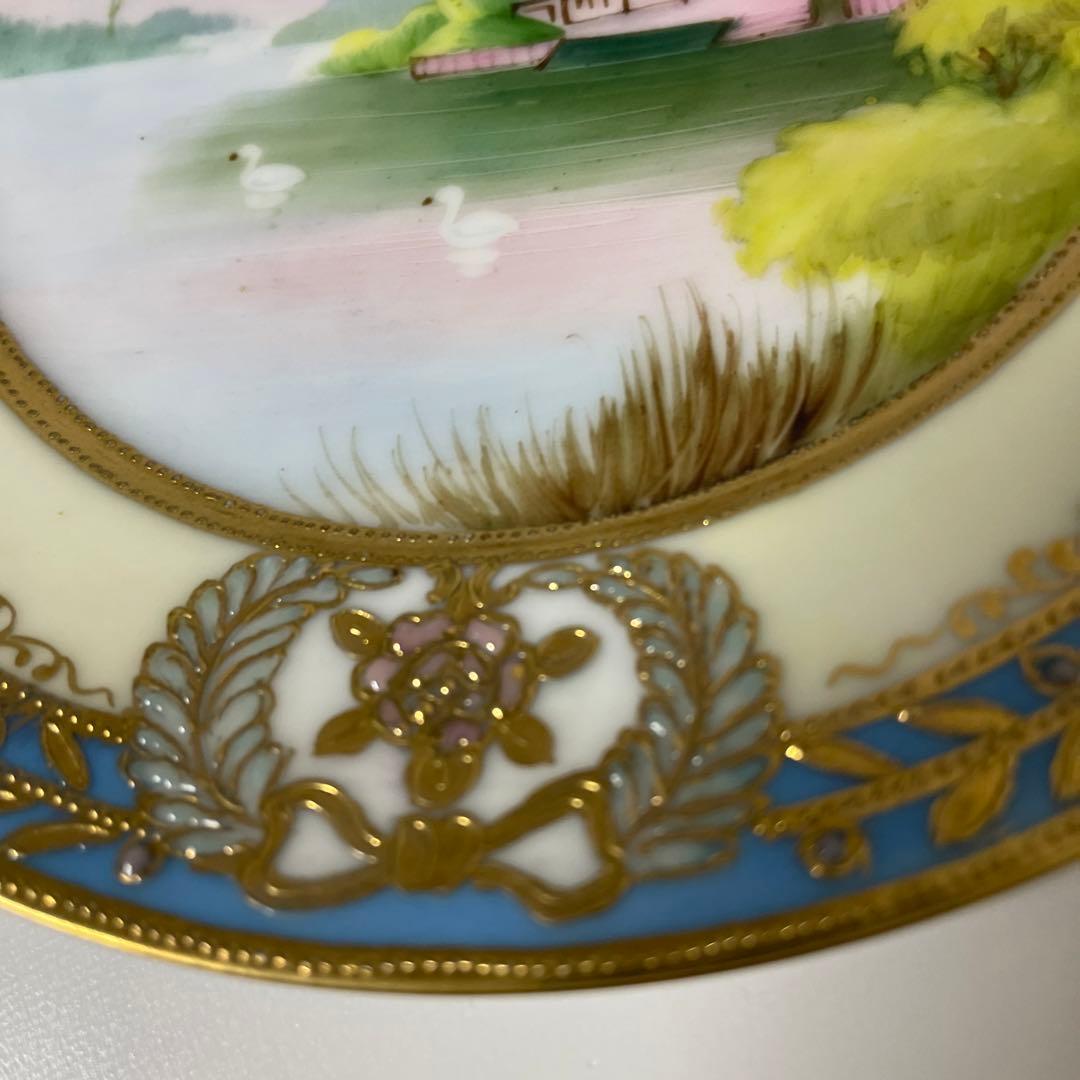 ・湖水の白鳥・1906年-1921年＊英国輸出・１５.８cm・オールドノリタケ・