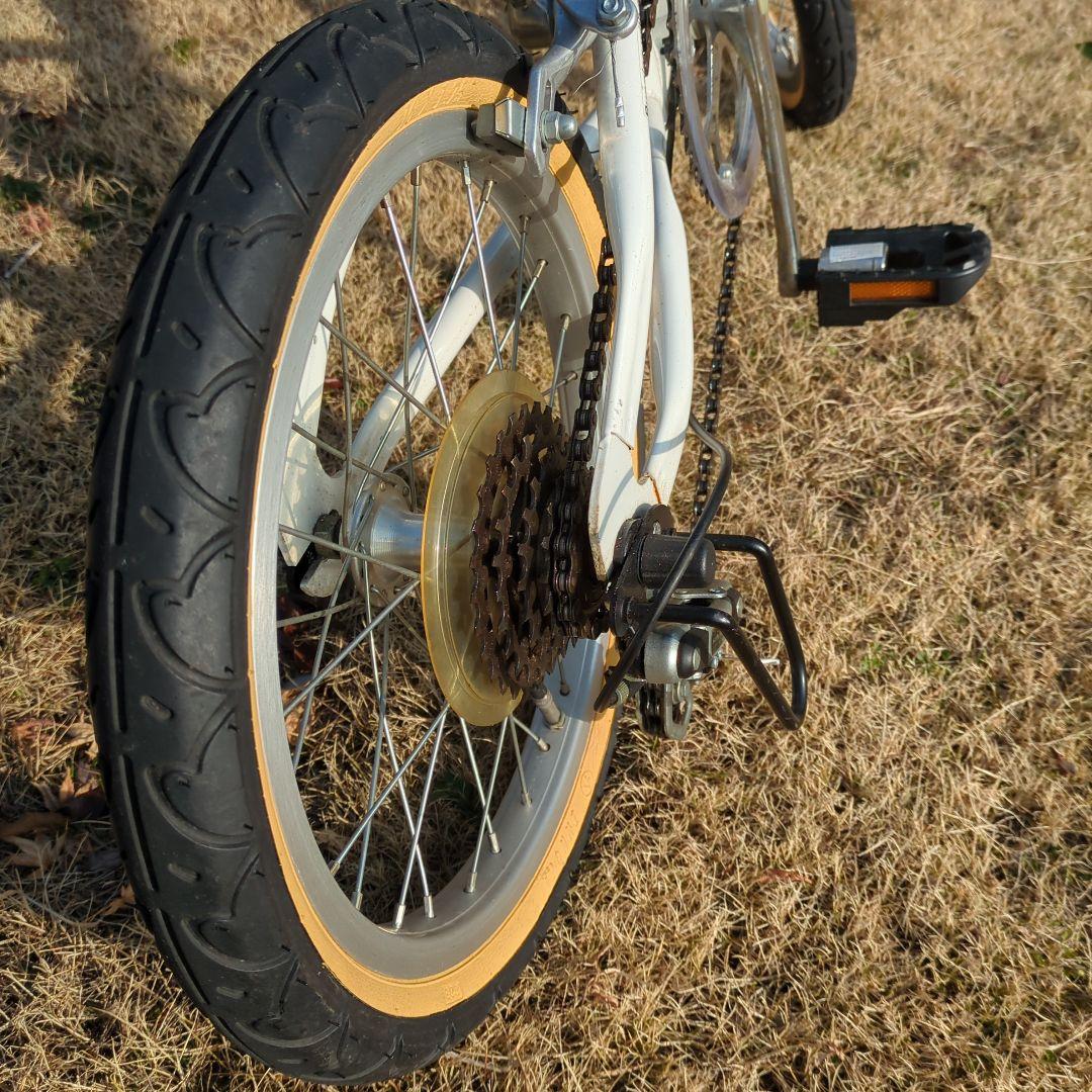 チャリQ折りたたみ自転車 5段変速 ホワイト