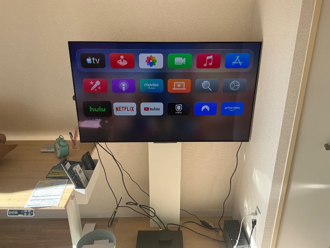 WALLテレビスタンド V3 ハイタイプ ホワイトオークベース