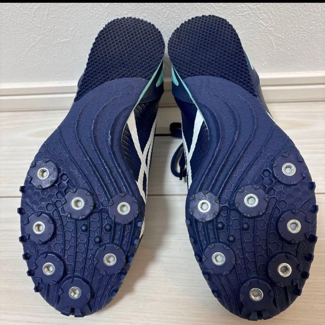 ASICSスパイクシューズ ネイビー/ホワイト　陸上競技　土トラック 兼用モデル