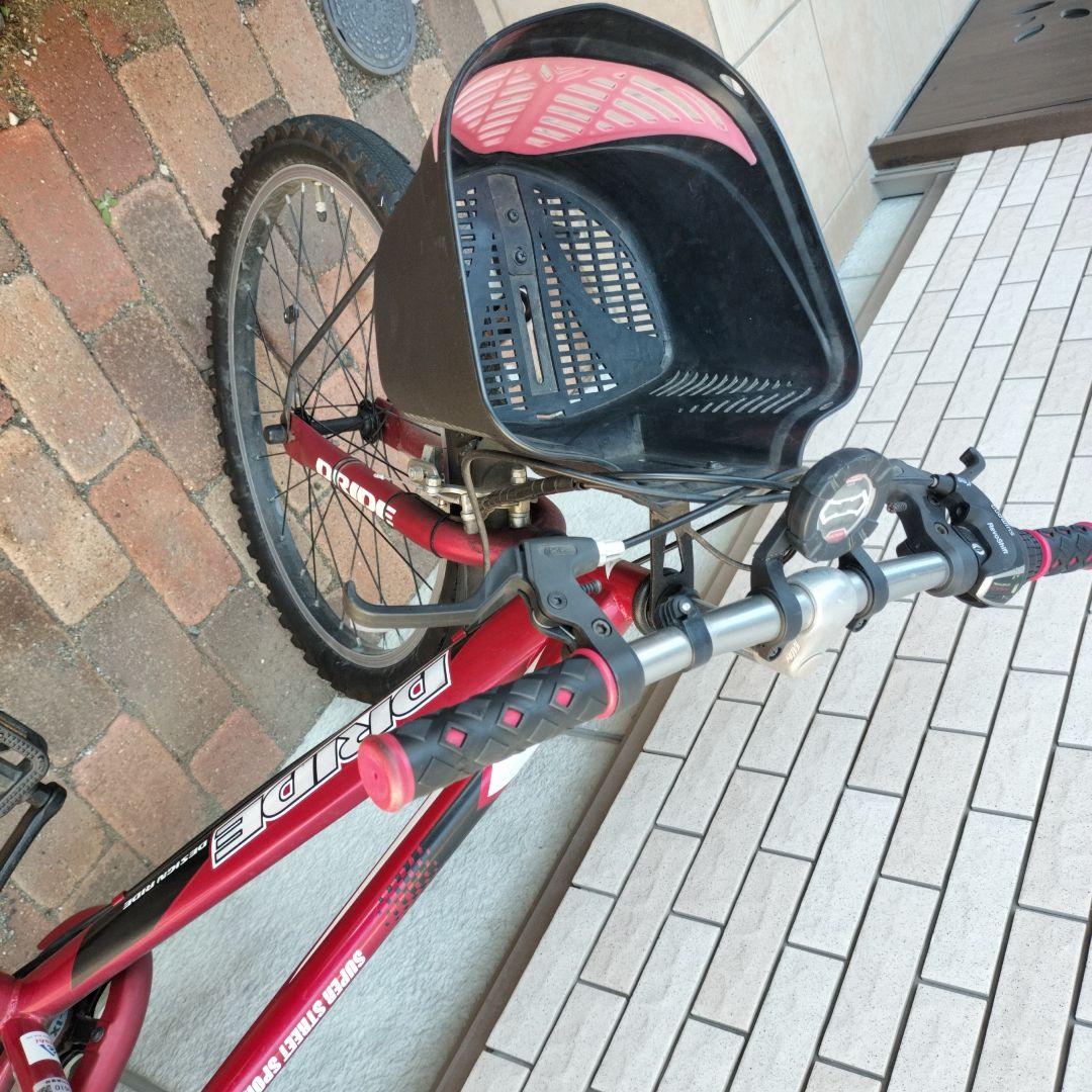 【引取限定】キッズマウンテンバイク 赤 フロントバスケット付き