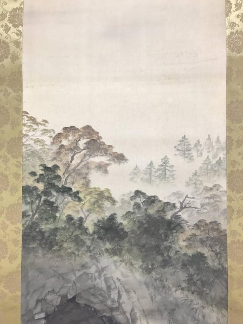 真作/亀山秀景/渓谷秋隠/秋景山水図/山水図/紅葉図/掛軸/名家伝来/AE-26