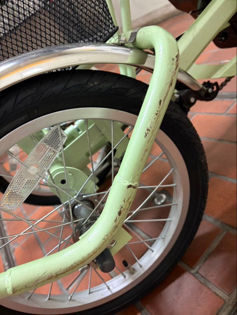 最終お値下げ‼️美品❗️電動アシスト三輪車 ミントグリーン 直接受け渡しのみです❗️