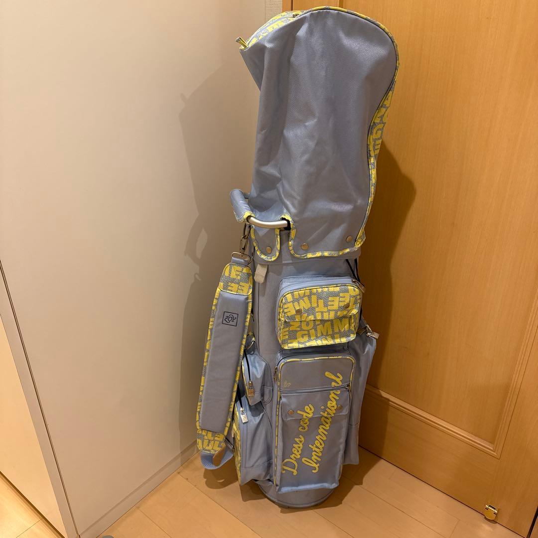 青・黄色 ロゴ入りキャディバッグ