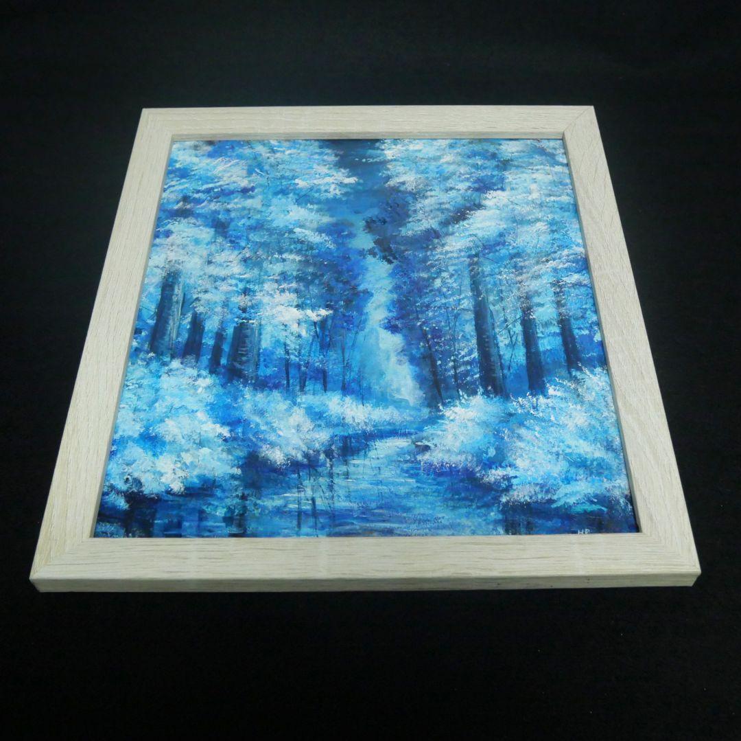油絵 油彩 油彩画 絵 絵画【冬の森の川】