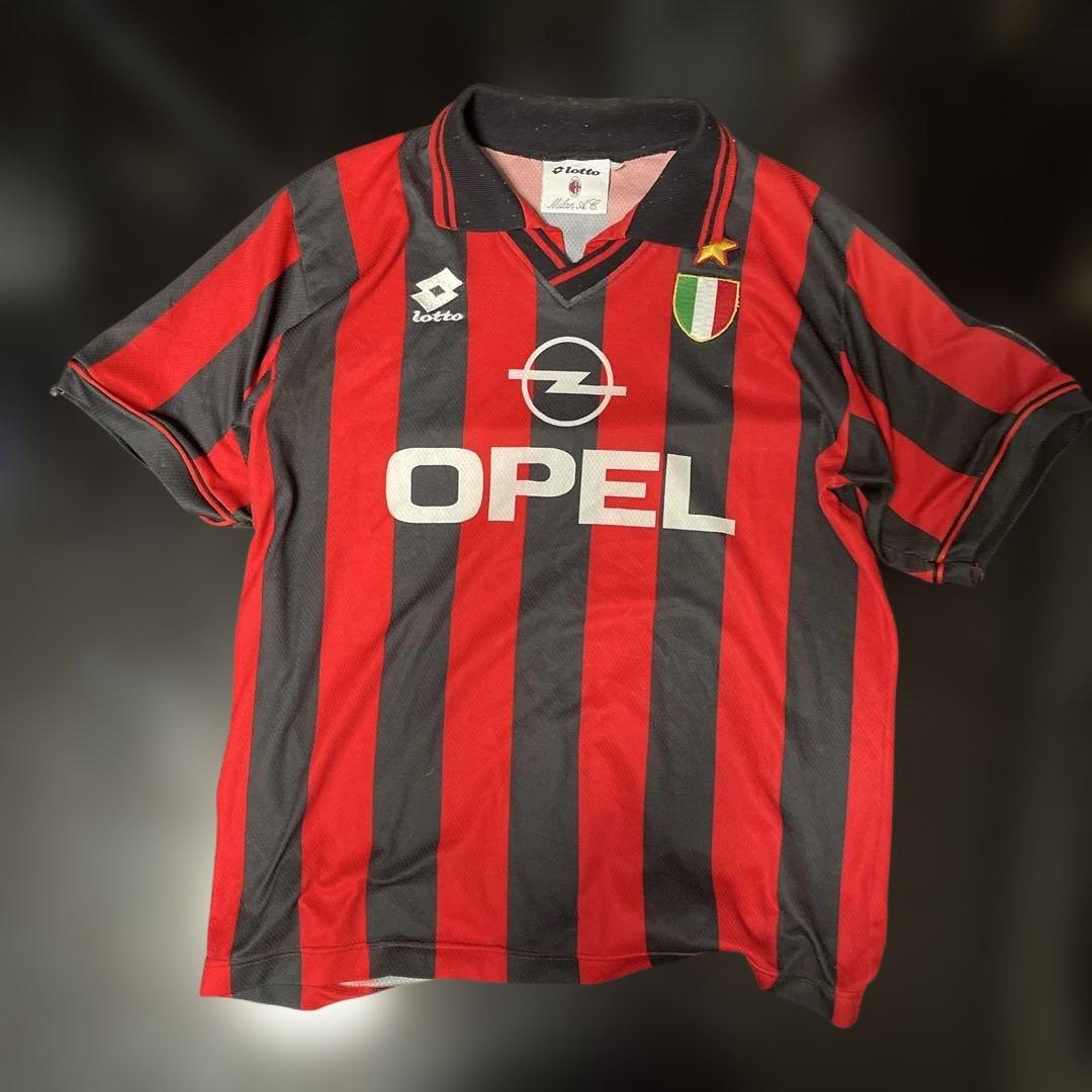 希少　ACミラン 96 Lotto サッカー　ストライプ　イタリア　セリエA