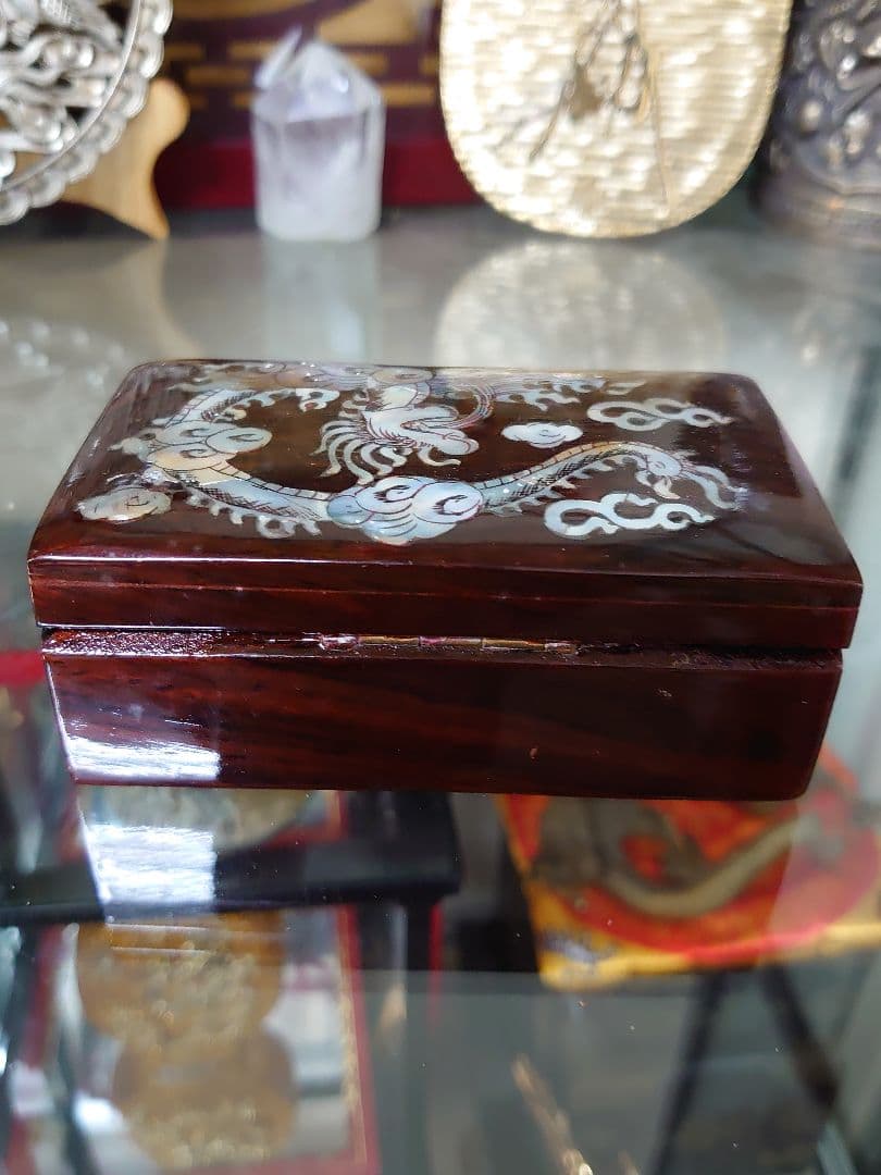 開運 龍 龍神 龍螺鈿小物入【木製品】