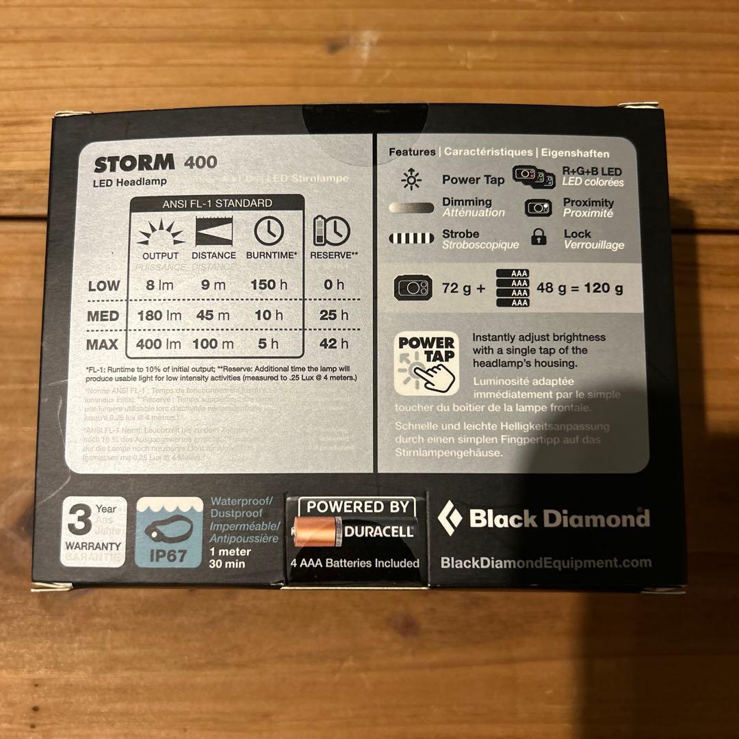 美品　ブラックダイヤモンド　ストーム400 ヘッドライト　STORM 400