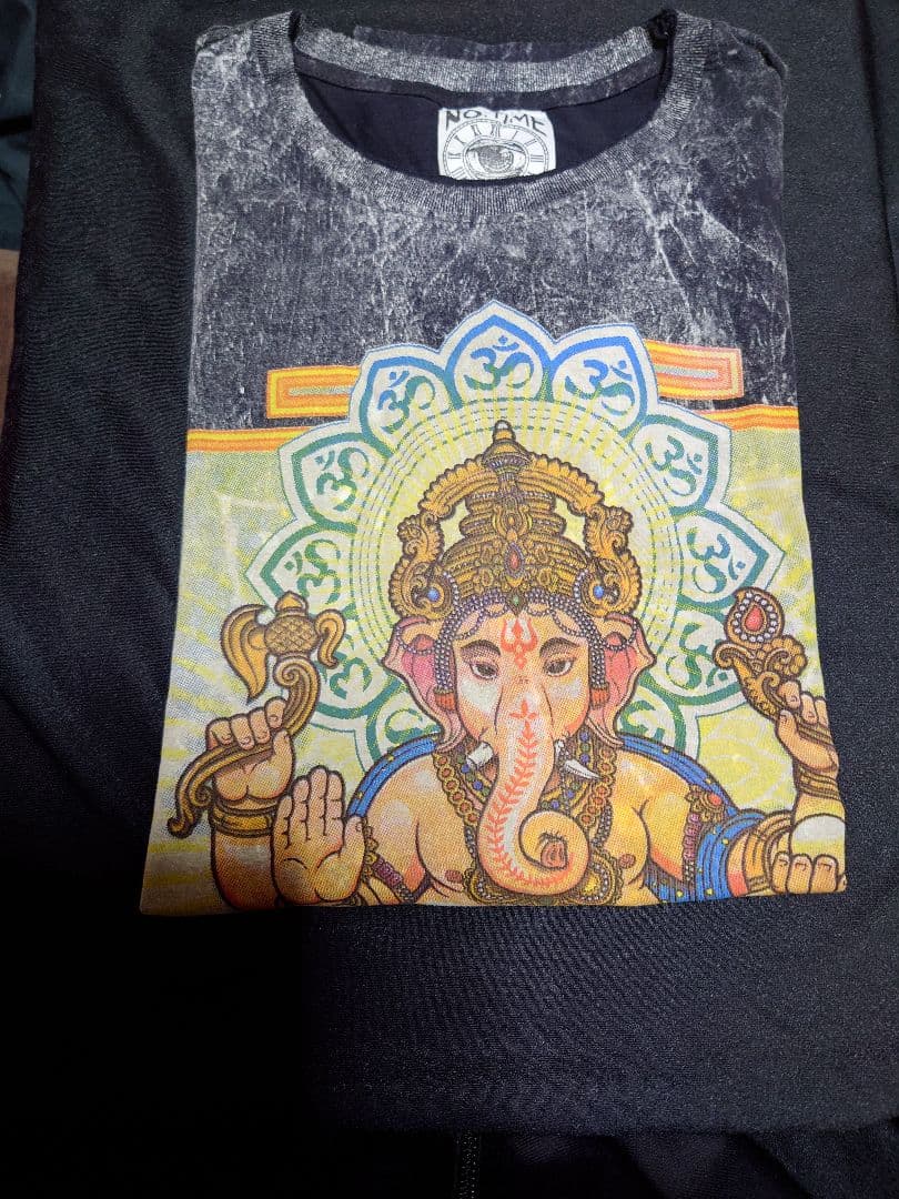 【クリームイエロー】♡バティック新品 ♡ガネーシャプリント Tシャツ Lサイズ