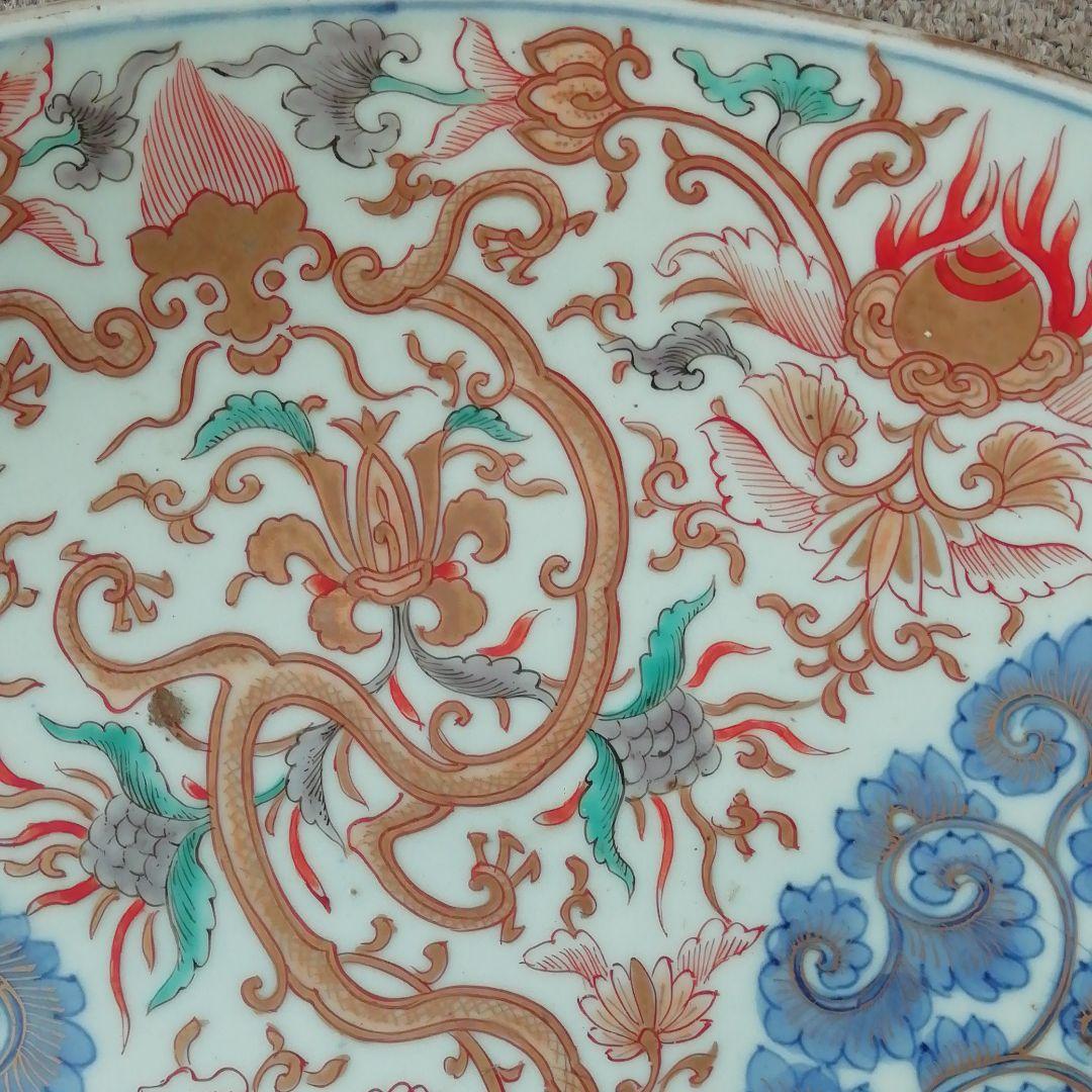 古伊万里丸紋鳳凰大皿