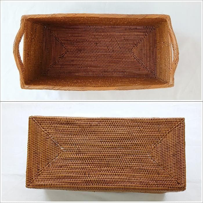 アウトレットアタ製 長方形バスケット 持ち手つき 30x14cm 収納 ボックス