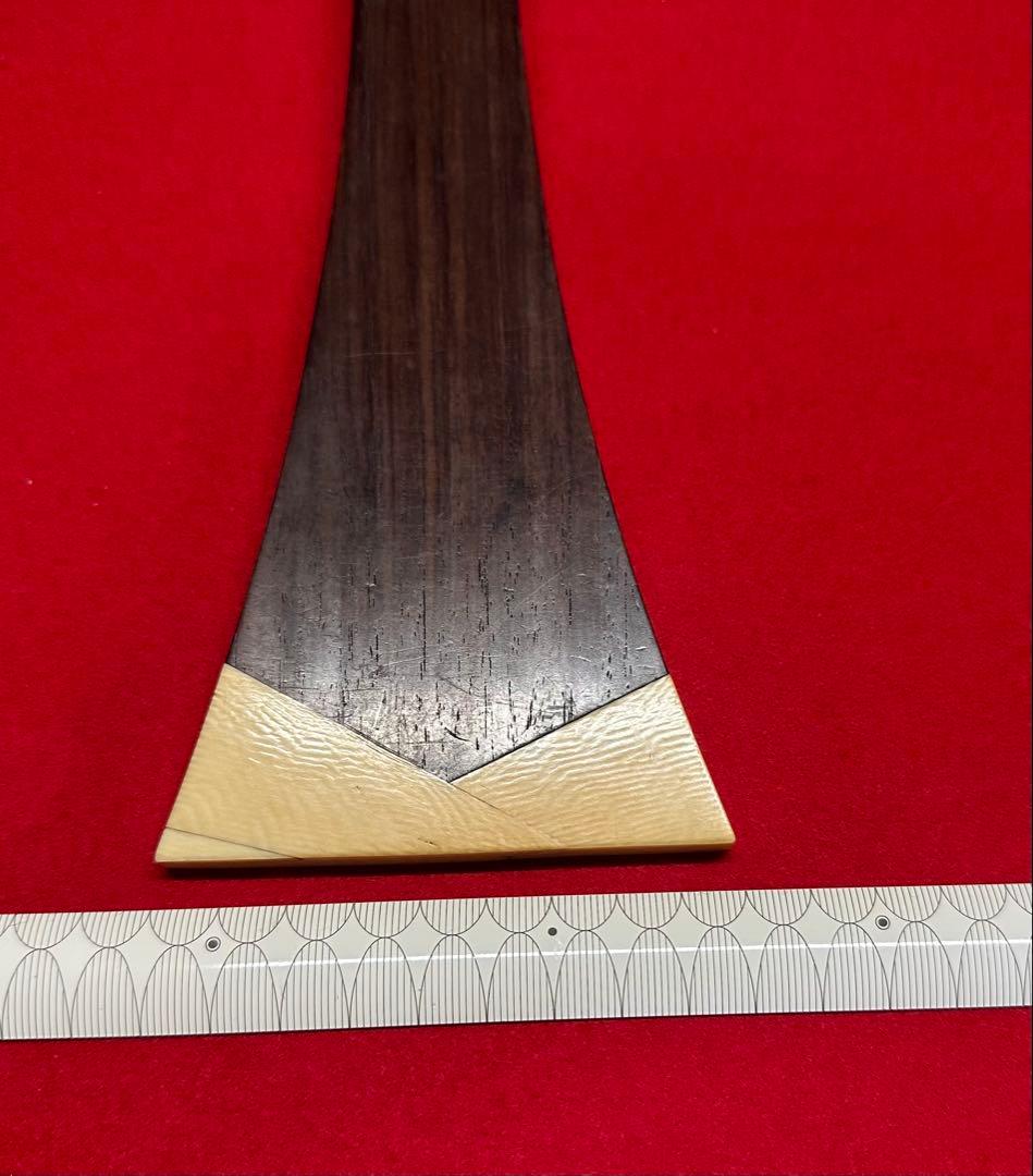 義太夫三線撥49 黒檀と天然素材 約24.4cm 259g 開き8.7