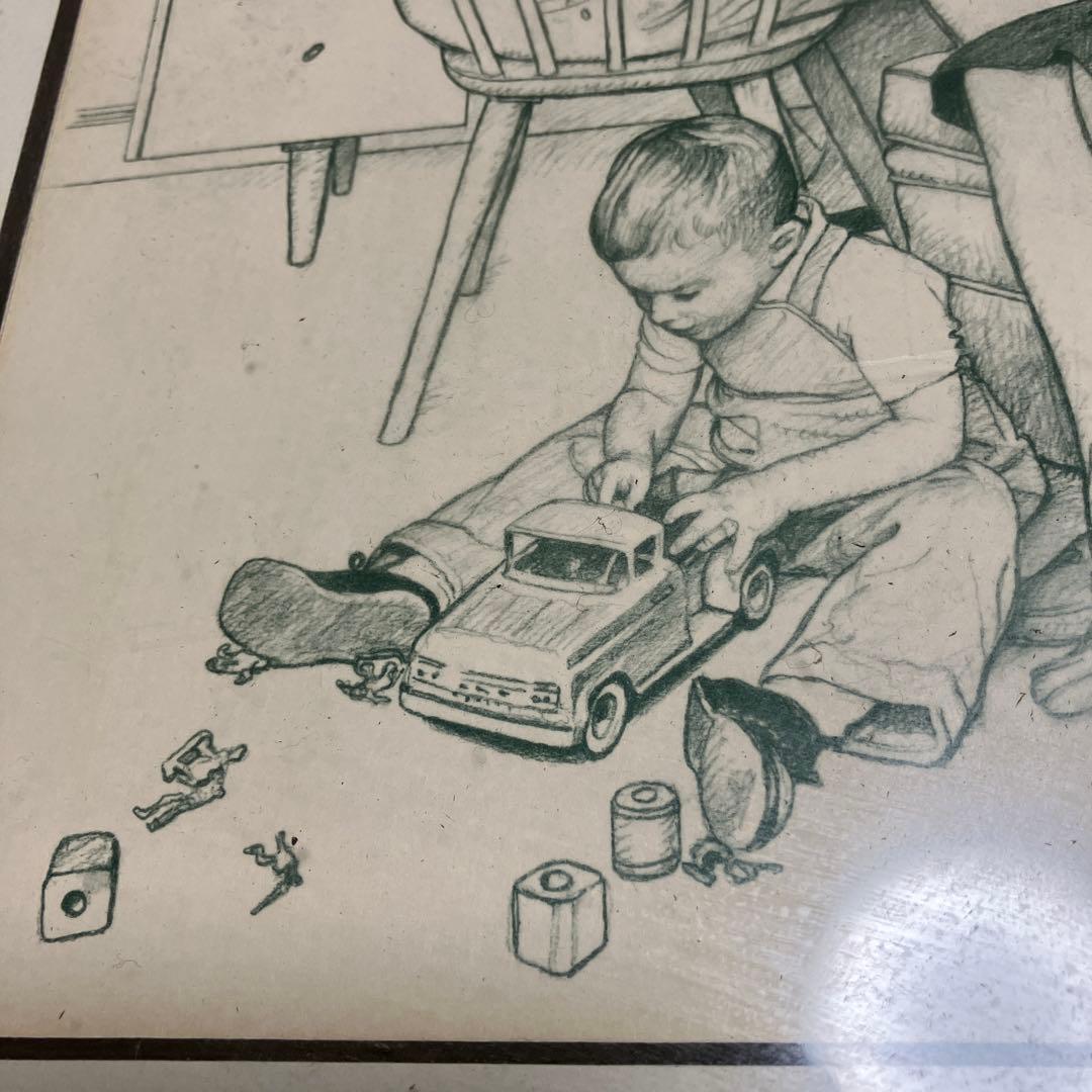 希少！ノーマンロックウェル 額装 ドローイング レトロ