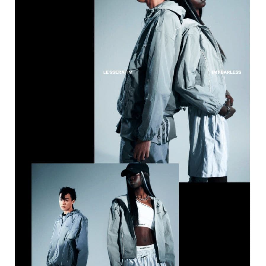アイドル LE SSERAFIM Crop Wind Breaker Grey L-XL