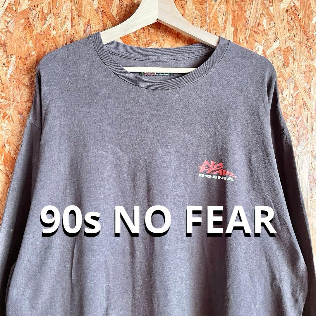 90s NO FEAR レタリング 長袖 Tシャツ フェード 横乗り レア