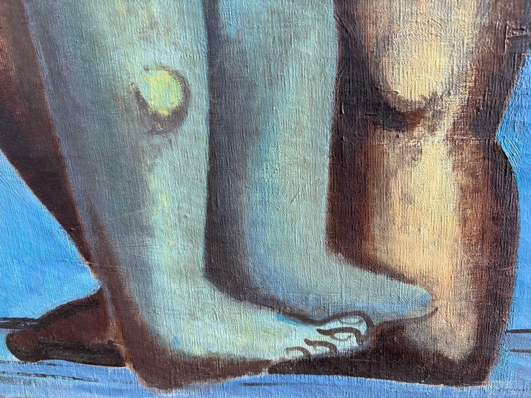 竹中三郎　大きな油絵　額入　出品作品