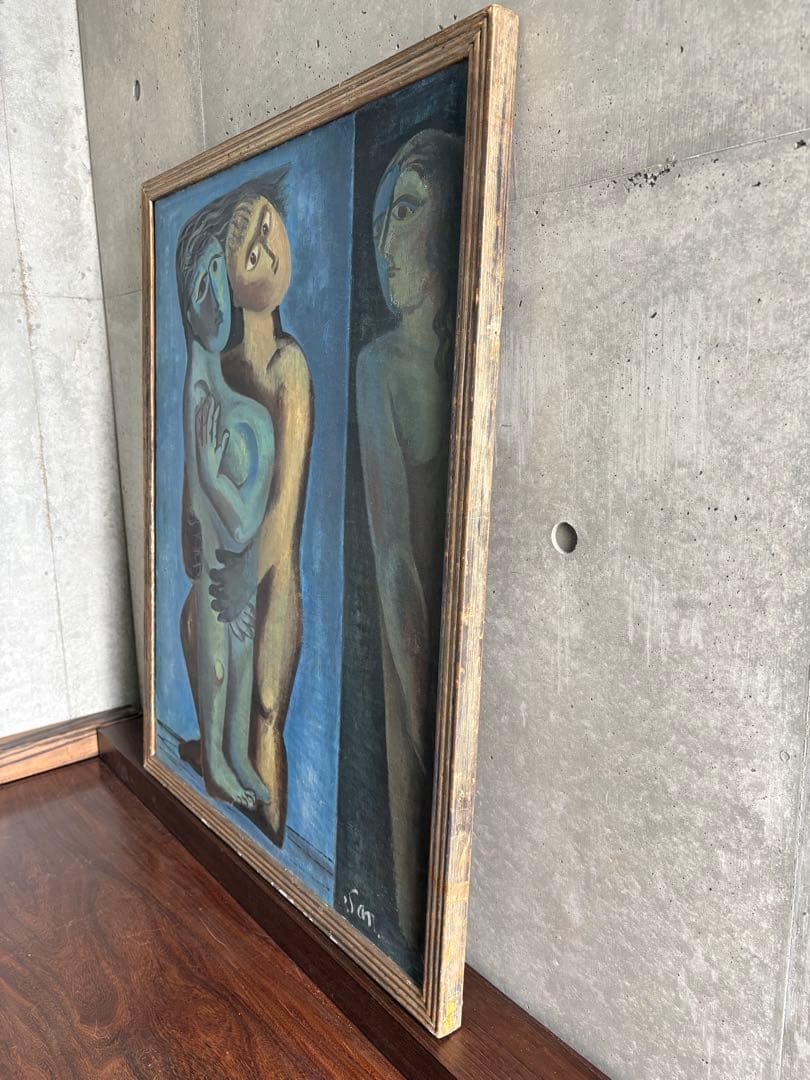 竹中三郎　大きな油絵　額入　出品作品