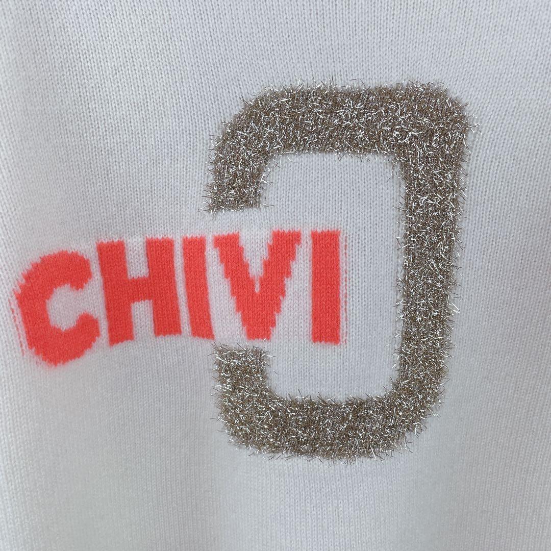 新品未使用24FWarchivio カシミヤキラキラロゴ38号 白 ×オレンジ