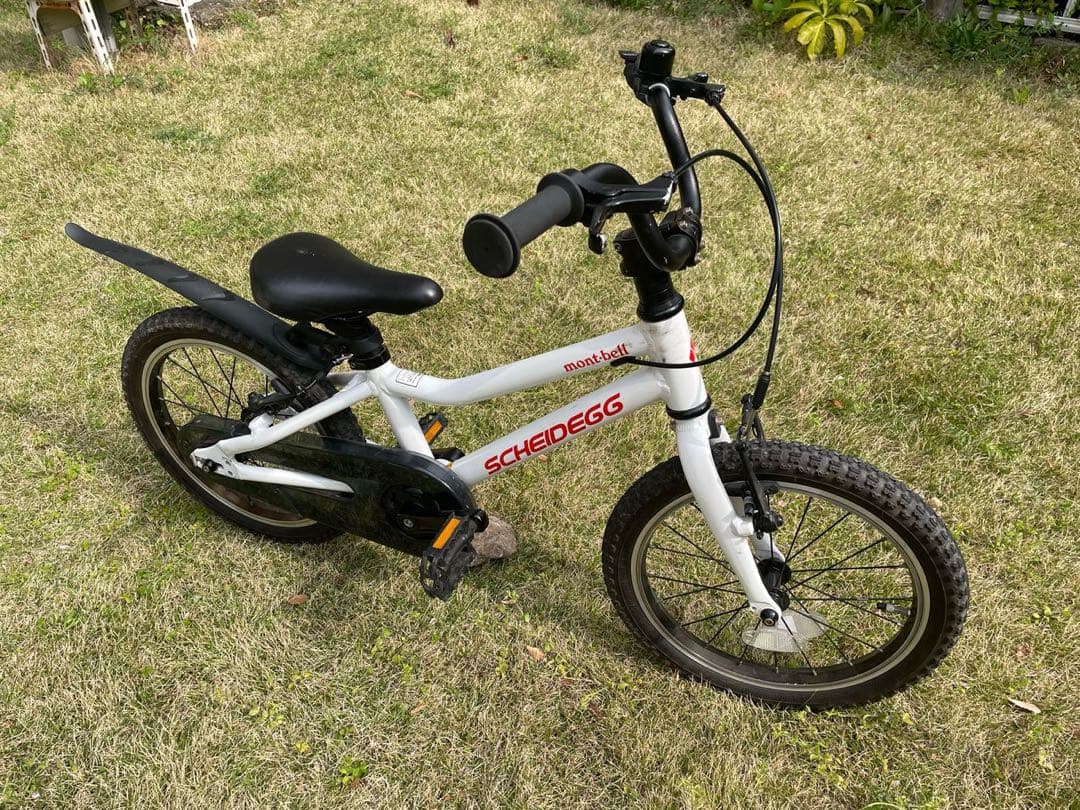 値下げ　シャイデック　モンベル　キッズ　自転車16インチ ホワイト　後輪泥よけ付