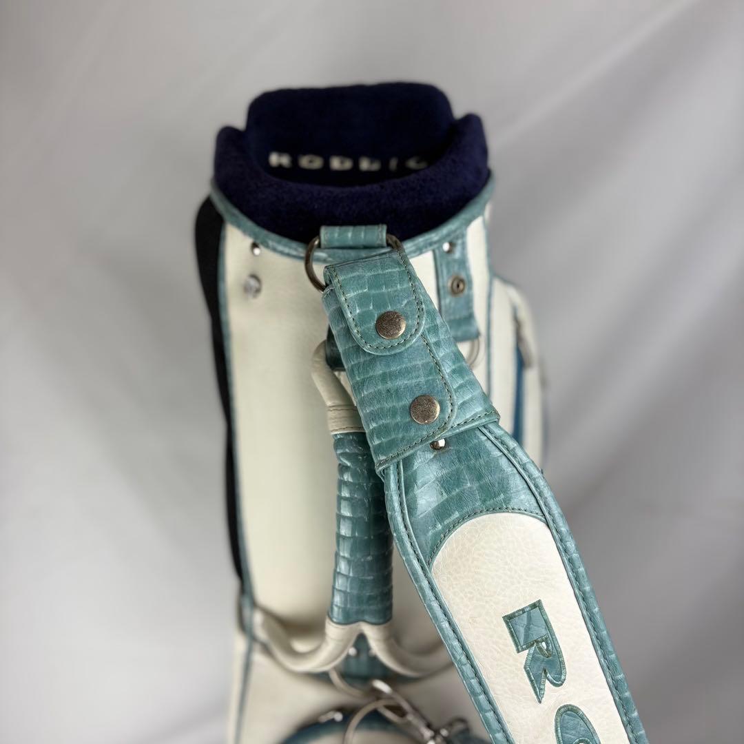 【希少】Roddio ロッディオ キャディバッグ ホワイト ブルー クロコ 合皮